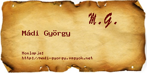 Mádi György névjegykártya